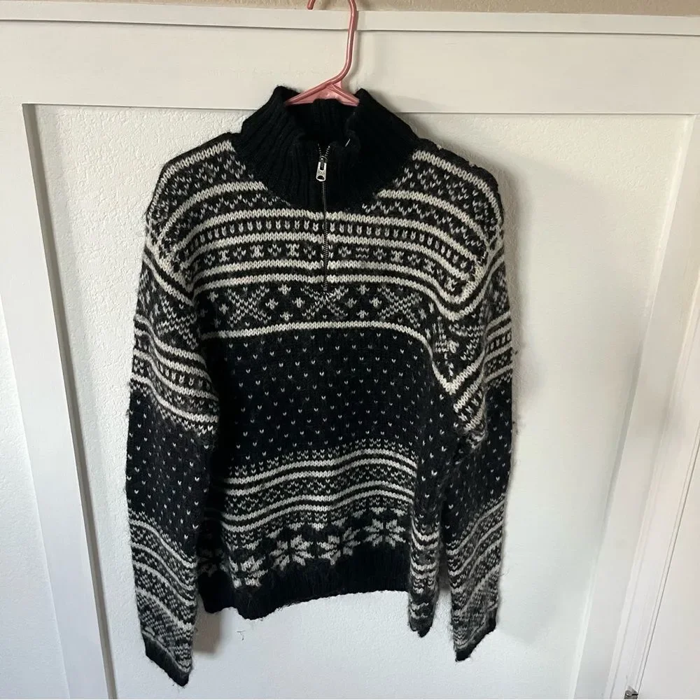 Polo Sport Vintage Men's Large Wool Knit Quarter-zip Sweater